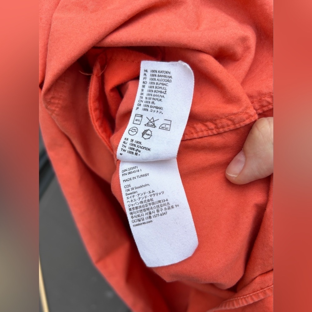 Cos Solid Orange Structured Short Sleeve Dress Bi… - image 5